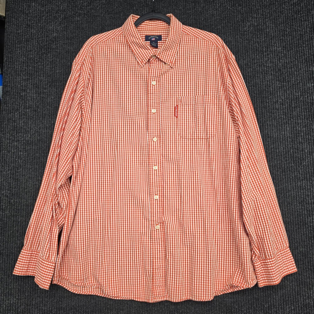 US Polo Assn Mens XL Orange Gingham Button Down Shirt Long Sleeve Cotton 11715SN